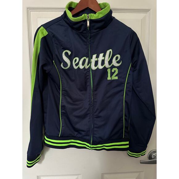 Women’s Seattle Seahawks Full Zip Hoodie Blue/Green Size L - Picture 1 of 3